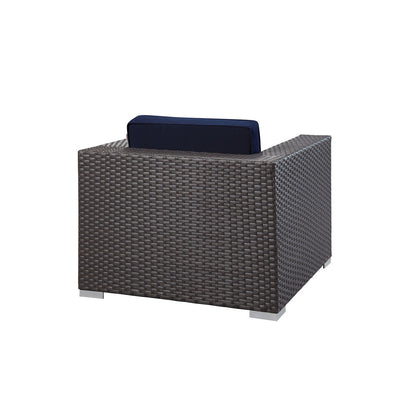 Sojourn Outdoor Patio Armchair, Navy, Fabric, Synthetic Rattan