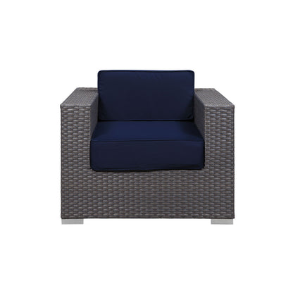 Sojourn Outdoor Patio Armchair, Navy, Fabric, Synthetic Rattan
