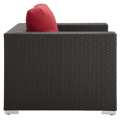 Sojourn Outdoor Patio Sunbrella® Armchair, Sunbrella Rattan Wicker, Red 13339