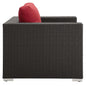 Sojourn Outdoor Patio Sunbrella® Armchair, Sunbrella Rattan Wicker, Red 13339