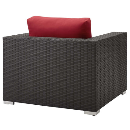 Sojourn Outdoor Patio Sunbrella® Armchair, Sunbrella Rattan Wicker, Red 13339