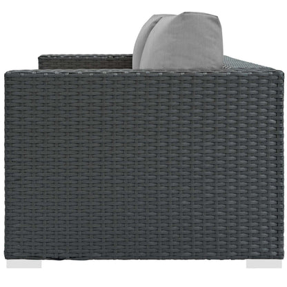 Sojourn Outdoor Patio Sunbrella® Loveseat, Sunbrella Rattan Wicker, Grey Gray 13340