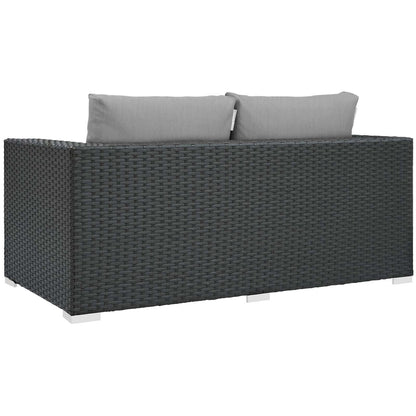 Sojourn Outdoor Patio Sunbrella® Loveseat, Sunbrella Rattan Wicker, Grey Gray 13340