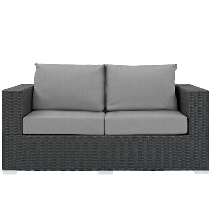 Sojourn Outdoor Patio Sunbrella® Loveseat, Sunbrella Rattan Wicker, Grey Gray 13340