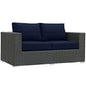 Sojourn Outdoor Patio Sunbrella Loveseat, Navy, Rattan 9732