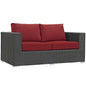 Sojourn Outdoor Patio Sunbrella® Loveseat, Sunbrella Rattan Wicker, Red 13341
