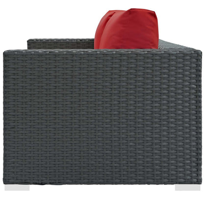 Sojourn Outdoor Patio Sunbrella® Loveseat, Sunbrella Rattan Wicker, Red 13341