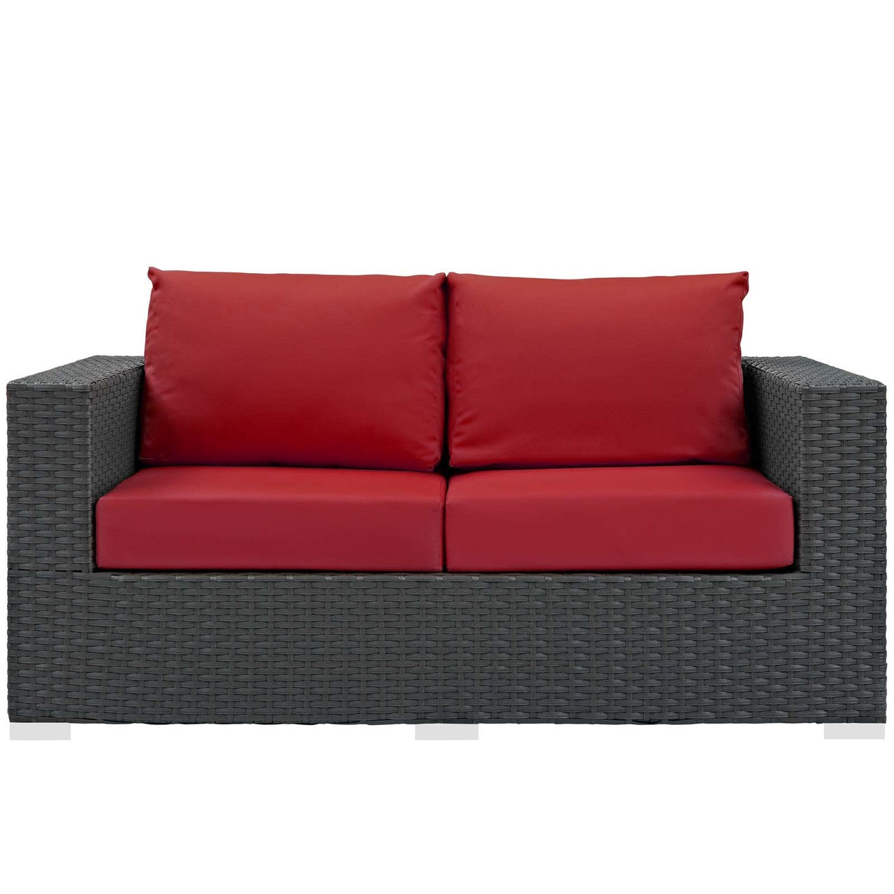 Sojourn Outdoor Patio Sunbrella® Loveseat, Sunbrella Rattan Wicker, Red 13341