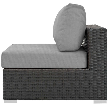 Sojourn Outdoor Patio Fabric Sunbrella® Armless, Sunbrella Rattan Wicker, Grey Gray 13342