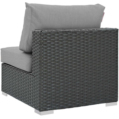 Sojourn Outdoor Patio Fabric Sunbrella® Armless, Sunbrella Rattan Wicker, Grey Gray 13342