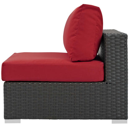 Sojourn Outdoor Patio Fabric Sunbrella® Armless, Sunbrella Rattan Wicker, Red 13343