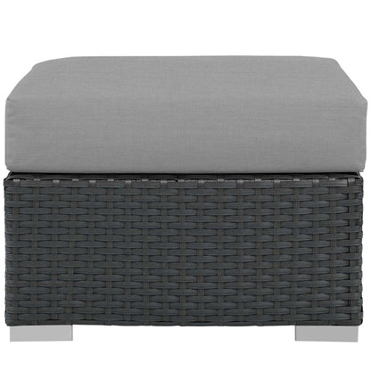 Sojourn Outdoor Patio Sunbrella® Ottoman, Sunbrella Rattan Wicker, Grey Gray 13344