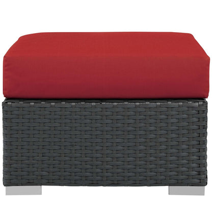 Sojourn Outdoor Patio Sunbrella® Ottoman, Sunbrella Rattan Wicker, Red 13345