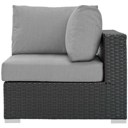 Sojourn Outdoor Patio Sunbrella® Corner, Sunbrella Rattan Wicker, Grey Gray 13346