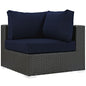 Sojourn Outdoor Patio Corner, Navy, Fabric, Synthetic Rattan