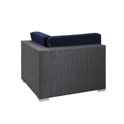 Sojourn Outdoor Patio Corner, Navy, Fabric, Synthetic Rattan