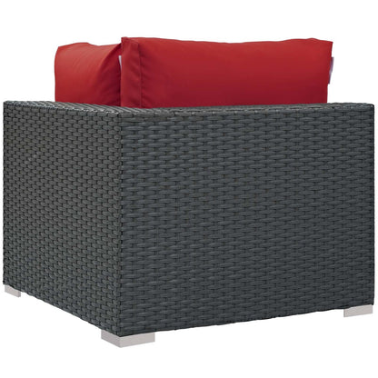 Sojourn Outdoor Patio Sunbrella® Corner, Sunbrella Rattan Wicker, Red 13347
