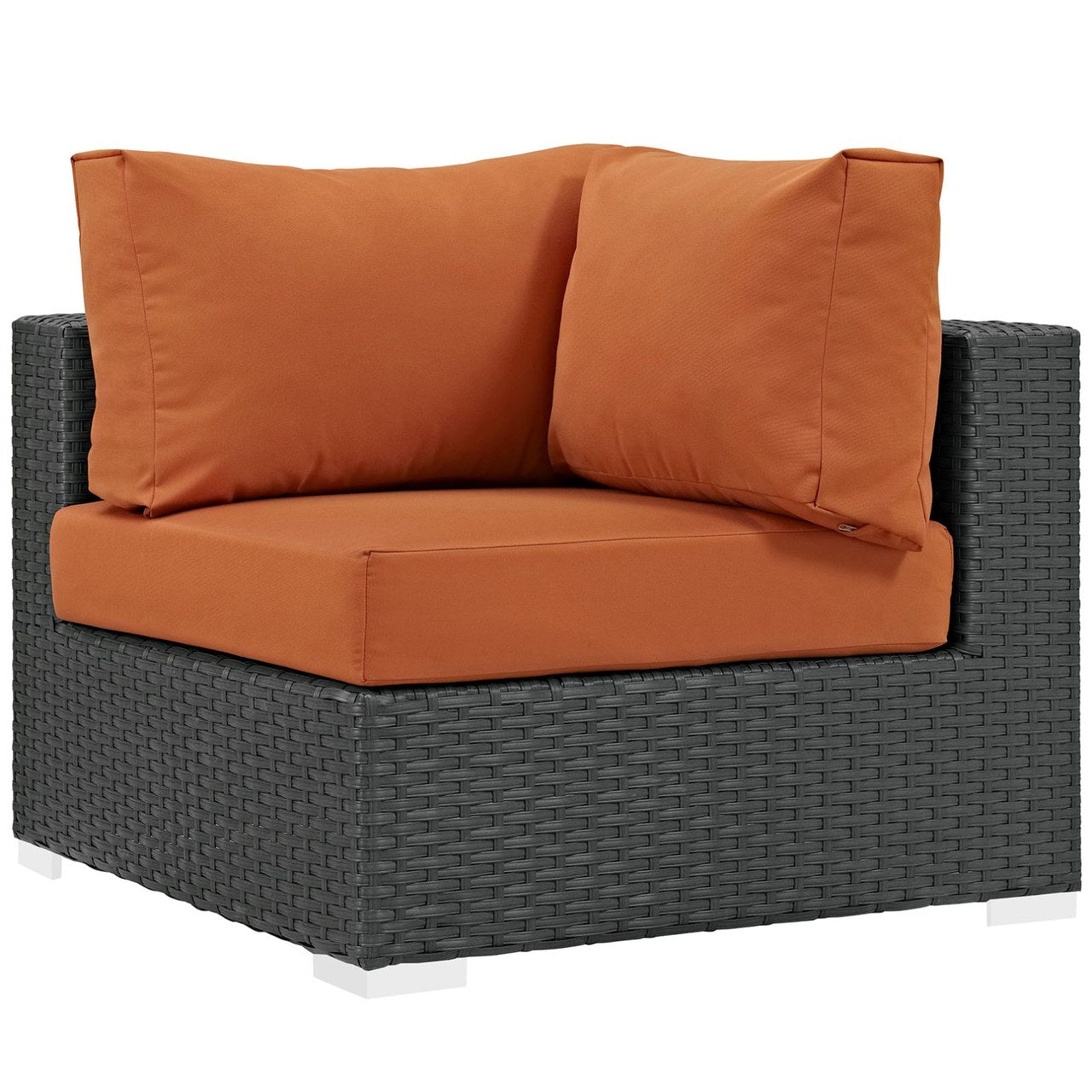 Sojourn Outdoor Patio Sunbrella Corner, Orange, Rattan 9742