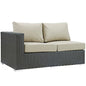 Sojourn Outdoor Patio Sunbrella Left Arm Loveseat, Beige, Rattan 9746