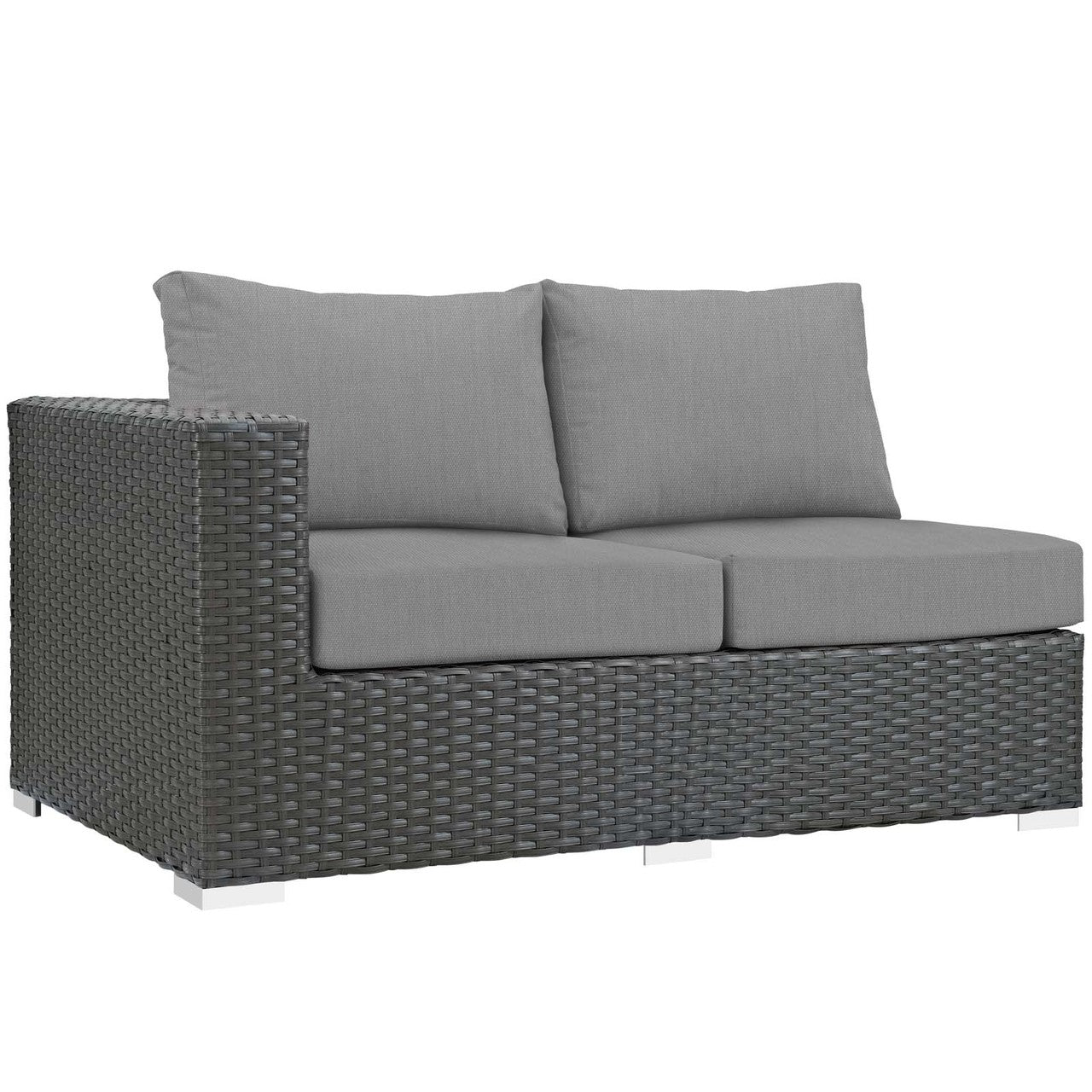 Sojourn Outdoor Patio Sunbrella® Left Arm Loveseat, Sunbrella Rattan Wicker, Grey Gray 13350