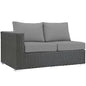 Sojourn Outdoor Patio Sunbrella® Left Arm Loveseat, Sunbrella Rattan Wicker, Grey Gray 13350