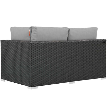 Sojourn Outdoor Patio Sunbrella® Left Arm Loveseat, Sunbrella Rattan Wicker, Grey Gray 13350