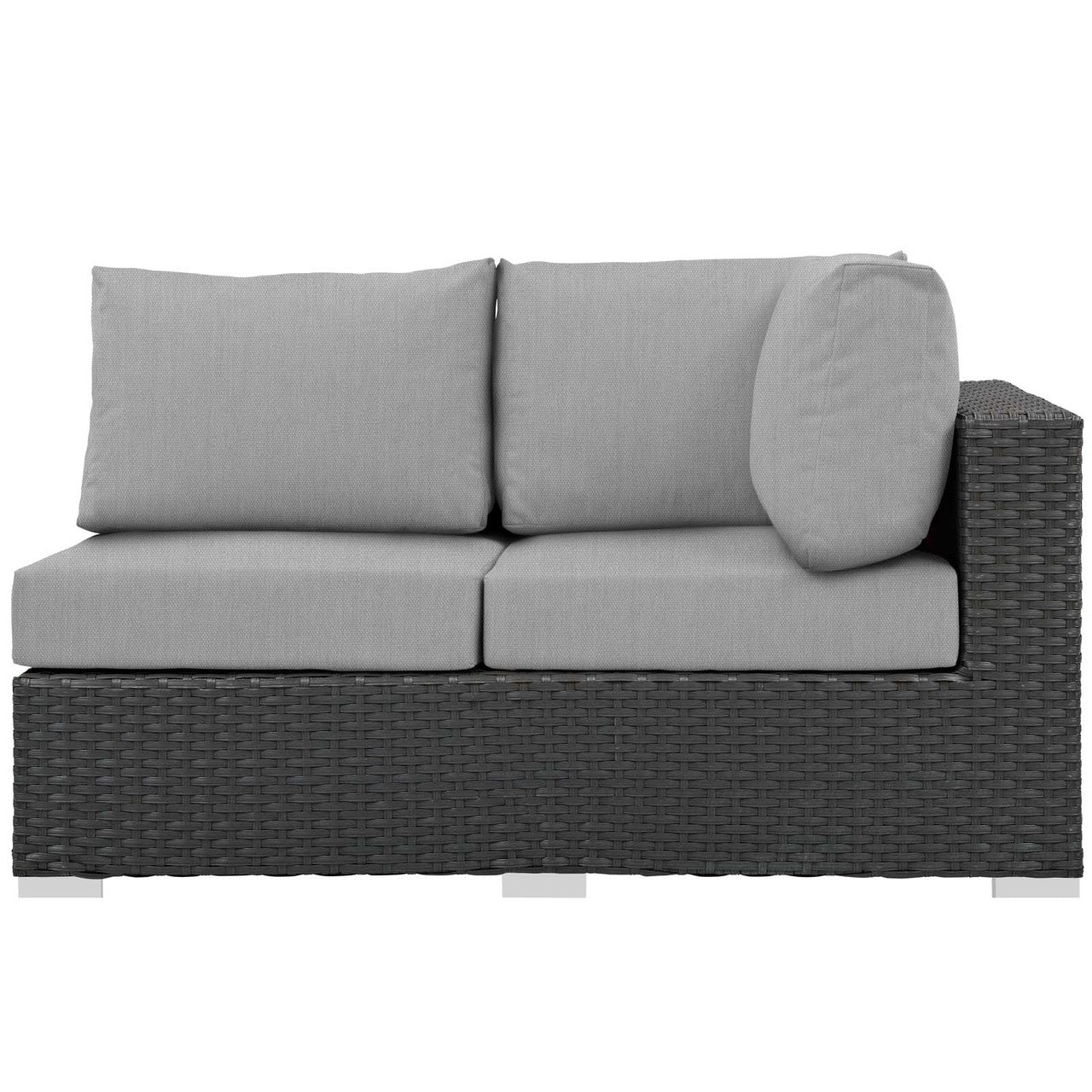 Sojourn Outdoor Patio Sunbrella® Left Arm Loveseat, Sunbrella Rattan Wicker, Grey Gray 13350