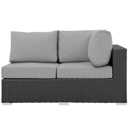 Sojourn Outdoor Patio Sunbrella® Left Arm Loveseat, Sunbrella Rattan Wicker, Grey Gray 13350