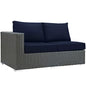 Sojourn Outdoor Patio Sunbrella Left Arm Loveseat, Navy, Rattan 9747