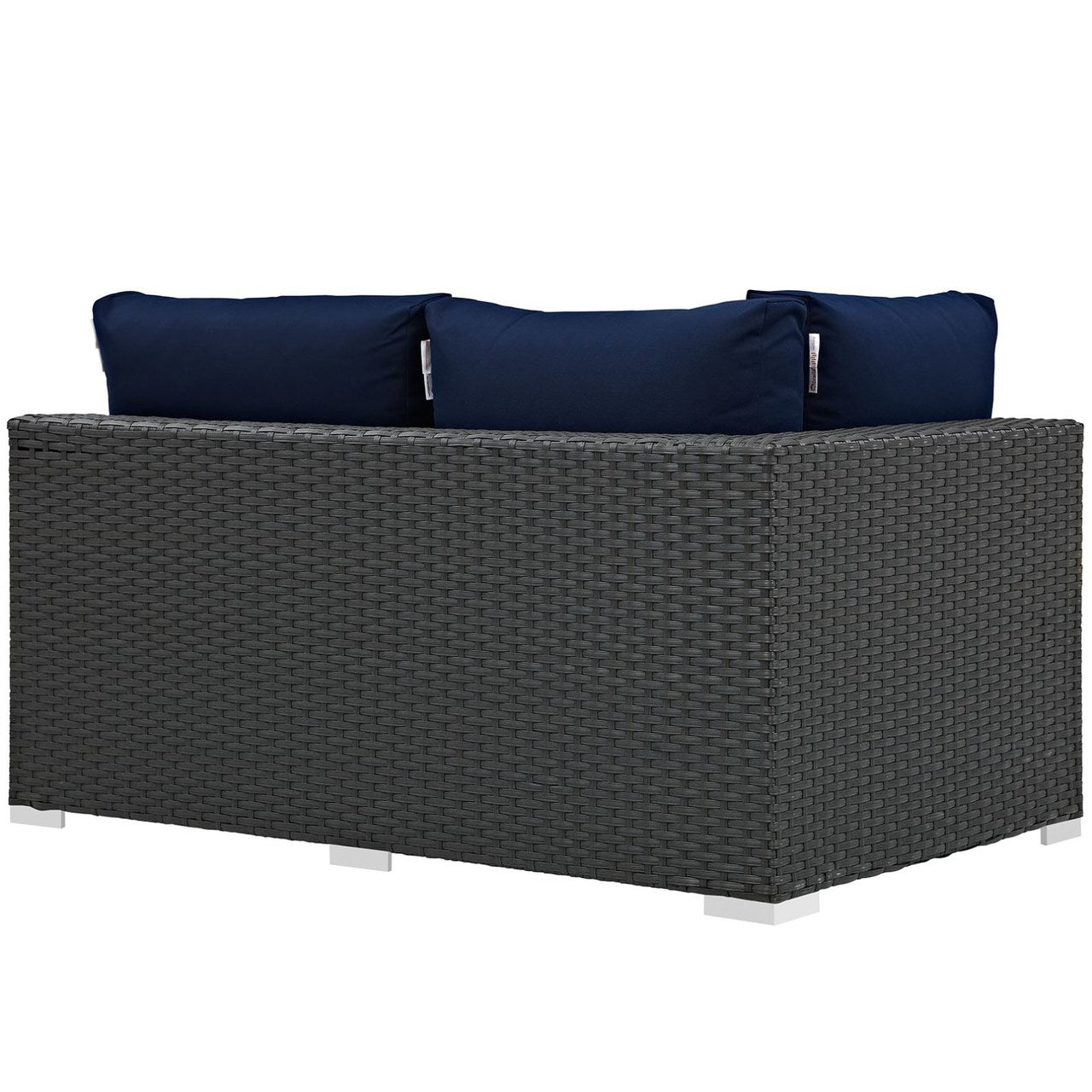 Sojourn Outdoor Patio Sunbrella Left Arm Loveseat, Navy, Rattan 9747