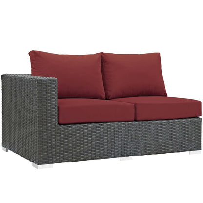 Sojourn Outdoor Patio Sunbrella® Left Arm Loveseat, Sunbrella Rattan Wicker, Red 13351