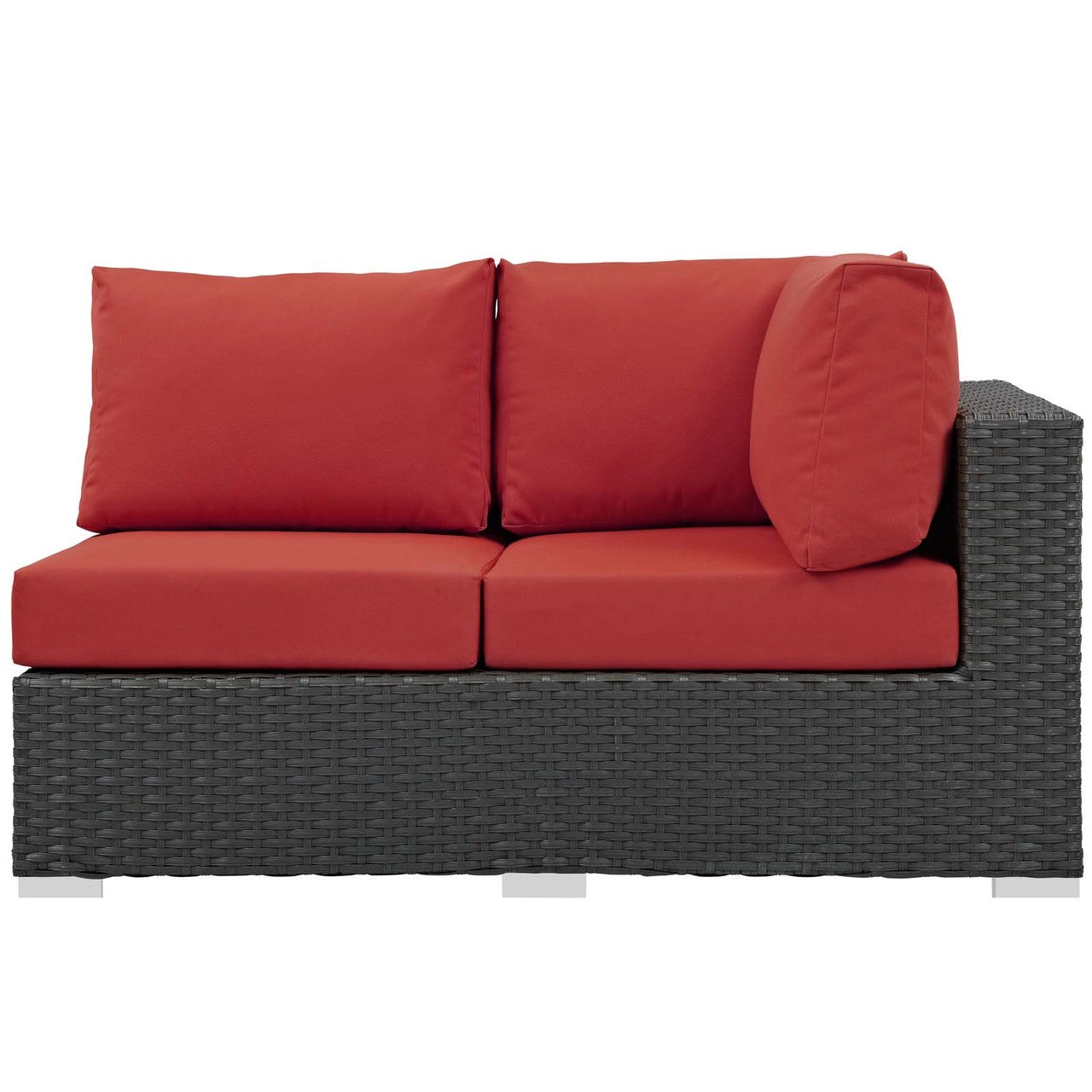 Sojourn Outdoor Patio Sunbrella® Left Arm Loveseat, Sunbrella Rattan Wicker, Red 13351