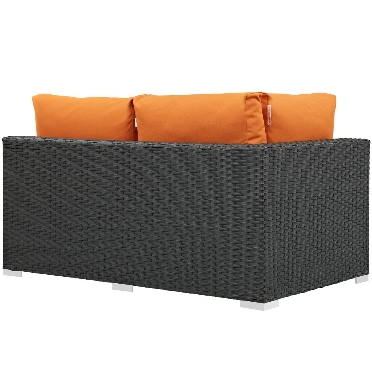 Sojourn Outdoor Patio Sunbrella Left Arm Loveseat, Orange, Rattan 9748