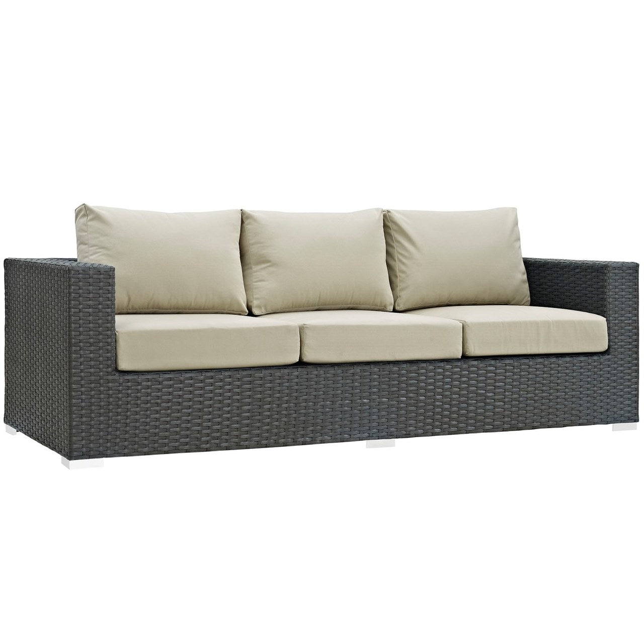 Sojourn Outdoor Patio Sunbrella Sofa, Beige, Rattan 9752