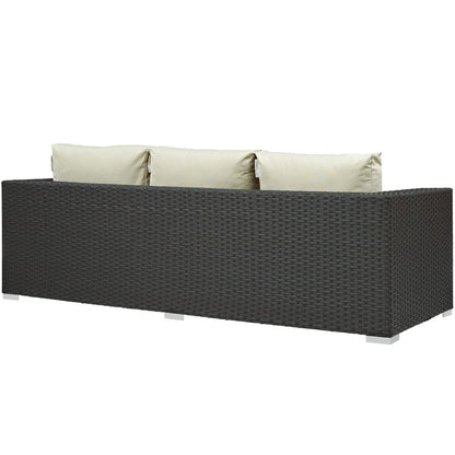 Sojourn Outdoor Patio Sunbrella Sofa, Beige, Rattan 9752