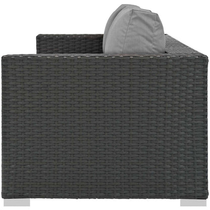 Sojourn Outdoor Patio Sunbrella® Sofa, Sunbrella Rattan Wicker, Grey Gray 13352