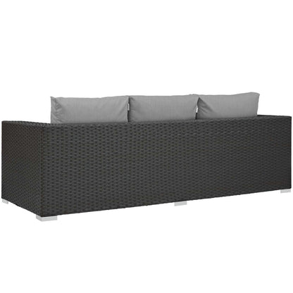 Sojourn Outdoor Patio Sunbrella® Sofa, Sunbrella Rattan Wicker, Grey Gray 13352