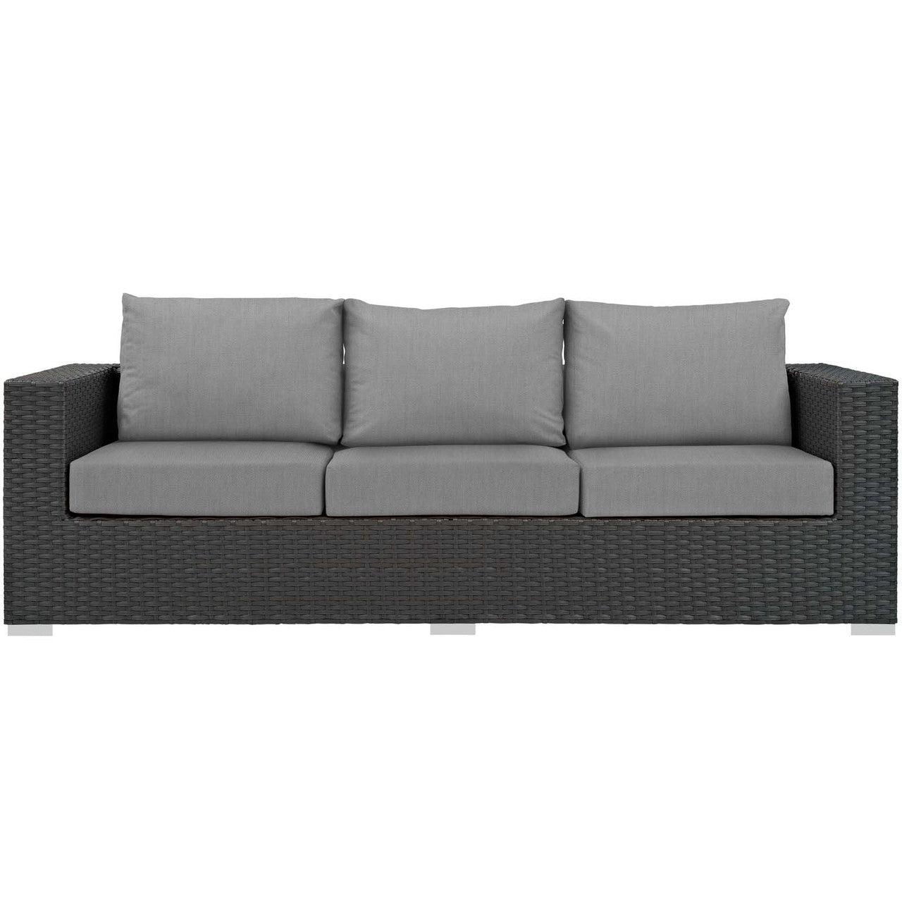 Sojourn Outdoor Patio Sunbrella® Sofa, Sunbrella Rattan Wicker, Grey Gray 13352