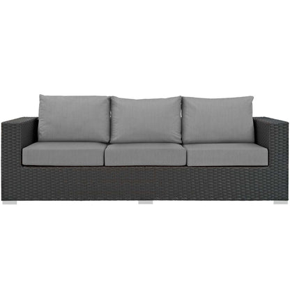 Sojourn Outdoor Patio Sunbrella® Sofa, Sunbrella Rattan Wicker, Grey Gray 13352