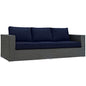 Sojourn Outdoor Patio Sunbrella Sofa, Navy, Rattan 9753