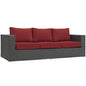 Sojourn Outdoor Patio Sunbrella® Sofa, Sunbrella Rattan Wicker, Red 13353