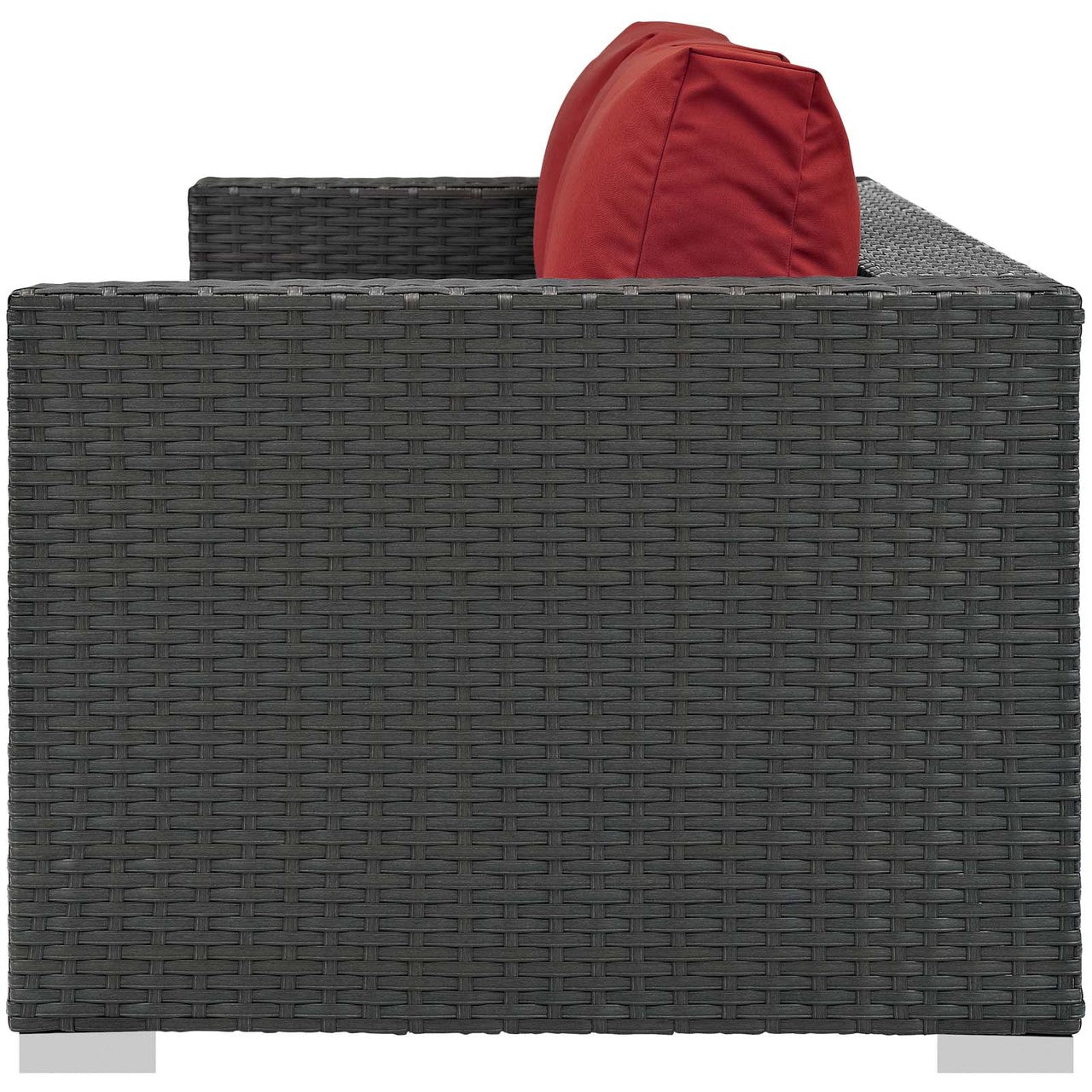 Sojourn Outdoor Patio Sunbrella® Sofa, Sunbrella Rattan Wicker, Red 13353