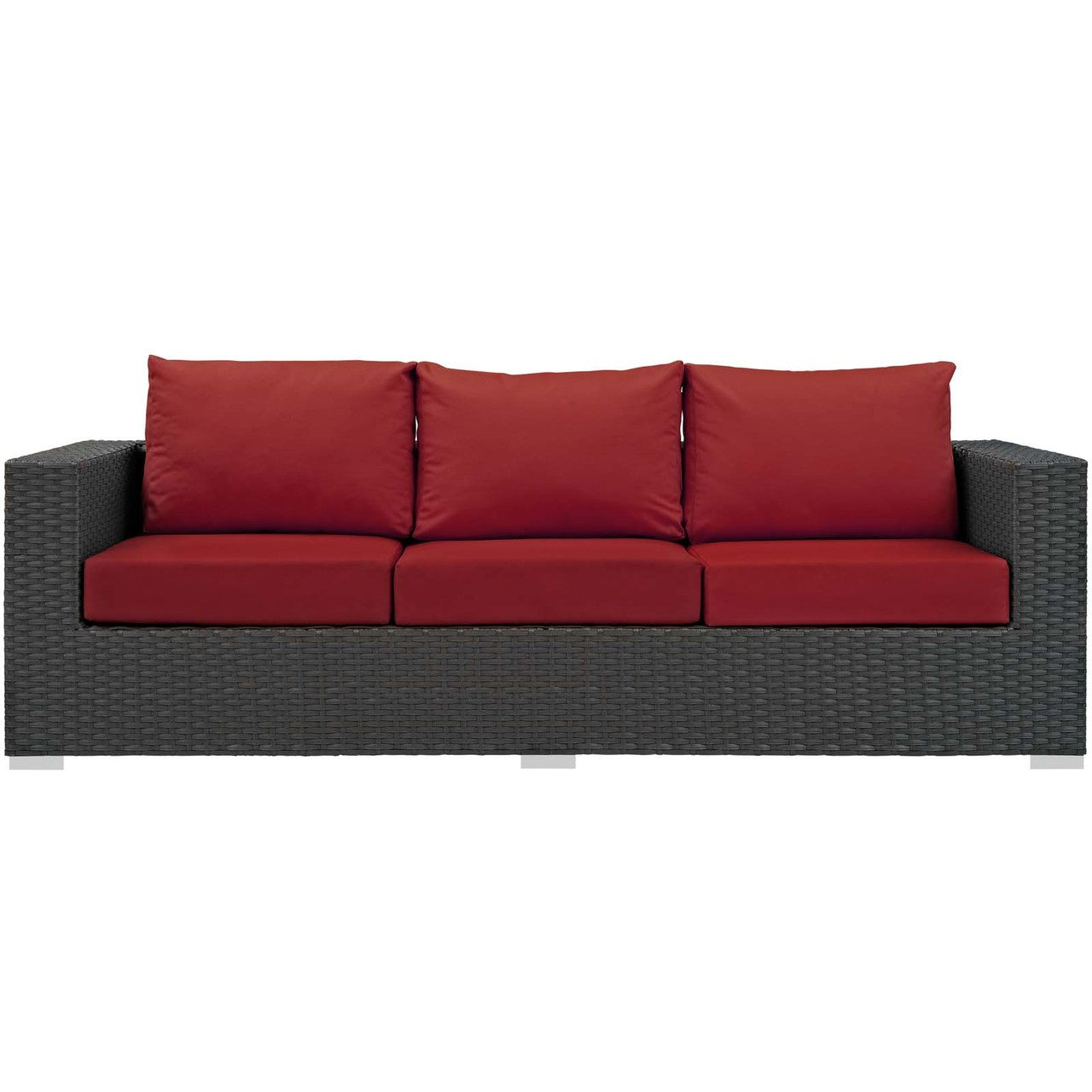 Sojourn Outdoor Patio Sunbrella® Sofa, Sunbrella Rattan Wicker, Red 13353