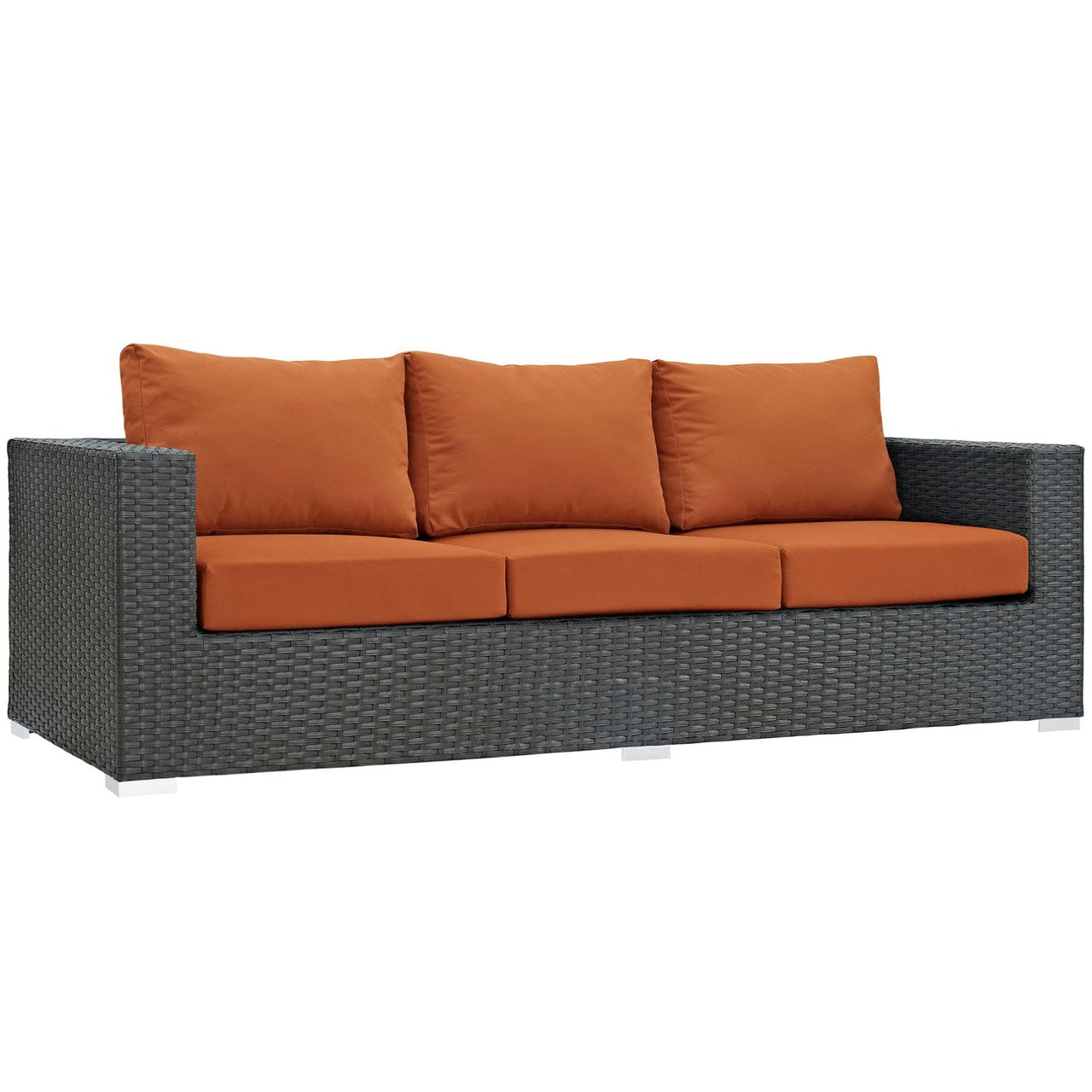 Sojourn Outdoor Patio Sunbrella Sofa, Orange, Rattan 9754