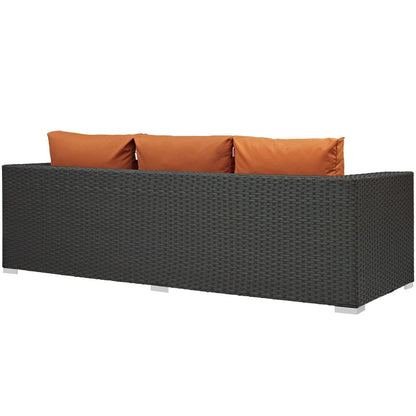 Sojourn Outdoor Patio Sunbrella Sofa, Orange, Rattan 9754