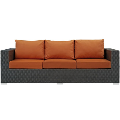 Sojourn Outdoor Patio Sunbrella Sofa, Orange, Rattan 9754