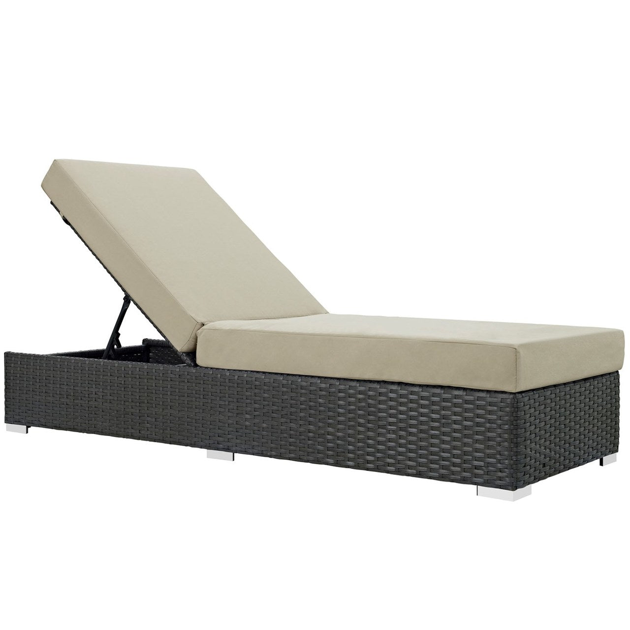 Sojourn Outdoor Patio Sunbrella Chaise Lounge, Beige, Rattan 9758