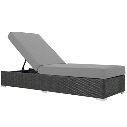 Sojourn Outdoor Patio Sunbrella® Chaise Lounge, Sunbrella Rattan Wicker, Grey Gray 13354