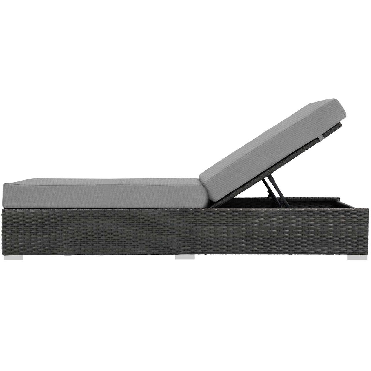 Sojourn Outdoor Patio Sunbrella® Chaise Lounge, Sunbrella Rattan Wicker, Grey Gray 13354