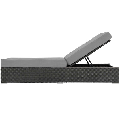 Sojourn Outdoor Patio Sunbrella® Chaise Lounge, Sunbrella Rattan Wicker, Grey Gray 13354